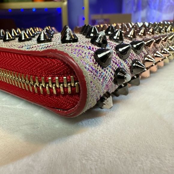 🧧SOLD🧧CHRISTIAN LOUBOUTIN Panettone unicorn suede spikes wallet Sold Out - Picture 9 of 16